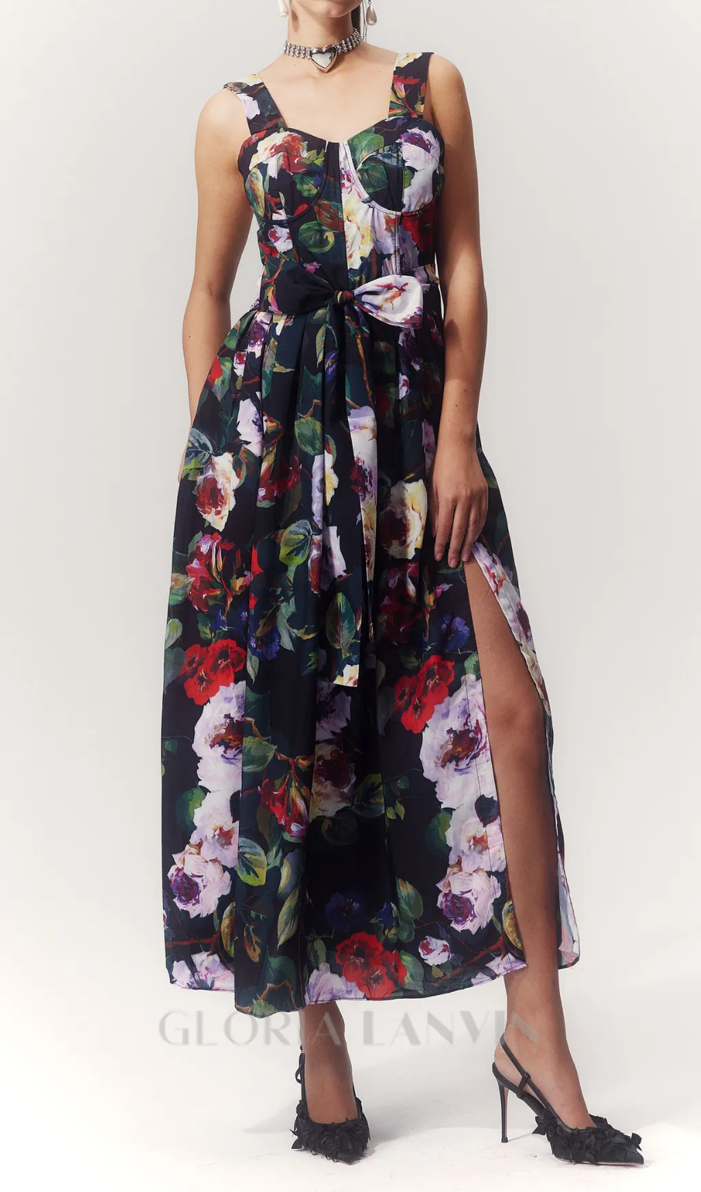 TRUDA MULTICOLOR FLORAL PRINTED MIDI DRESS Gloria Lanvin