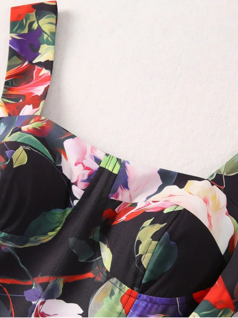 TRUDA MULTICOLOR FLORAL PRINTED MIDI DRESS Gloria Lanvin