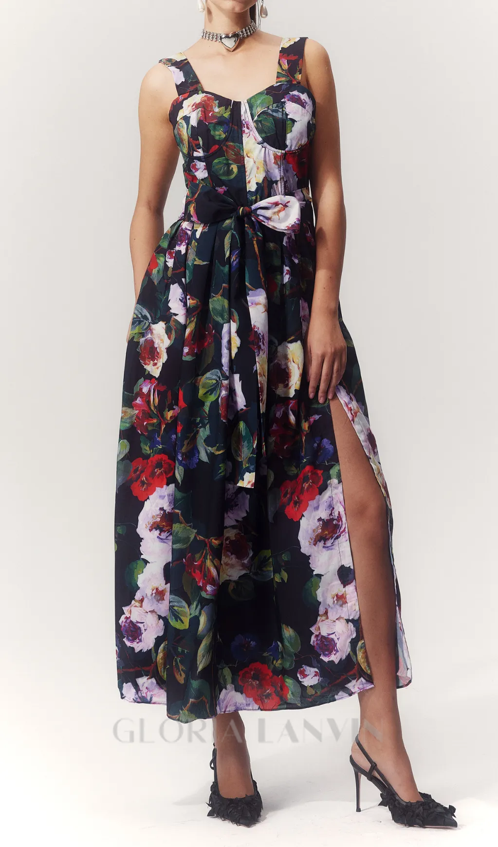 TRUDA MULTICOLOR FLORAL PRINTED MIDI DRESS Gloria Lanvin