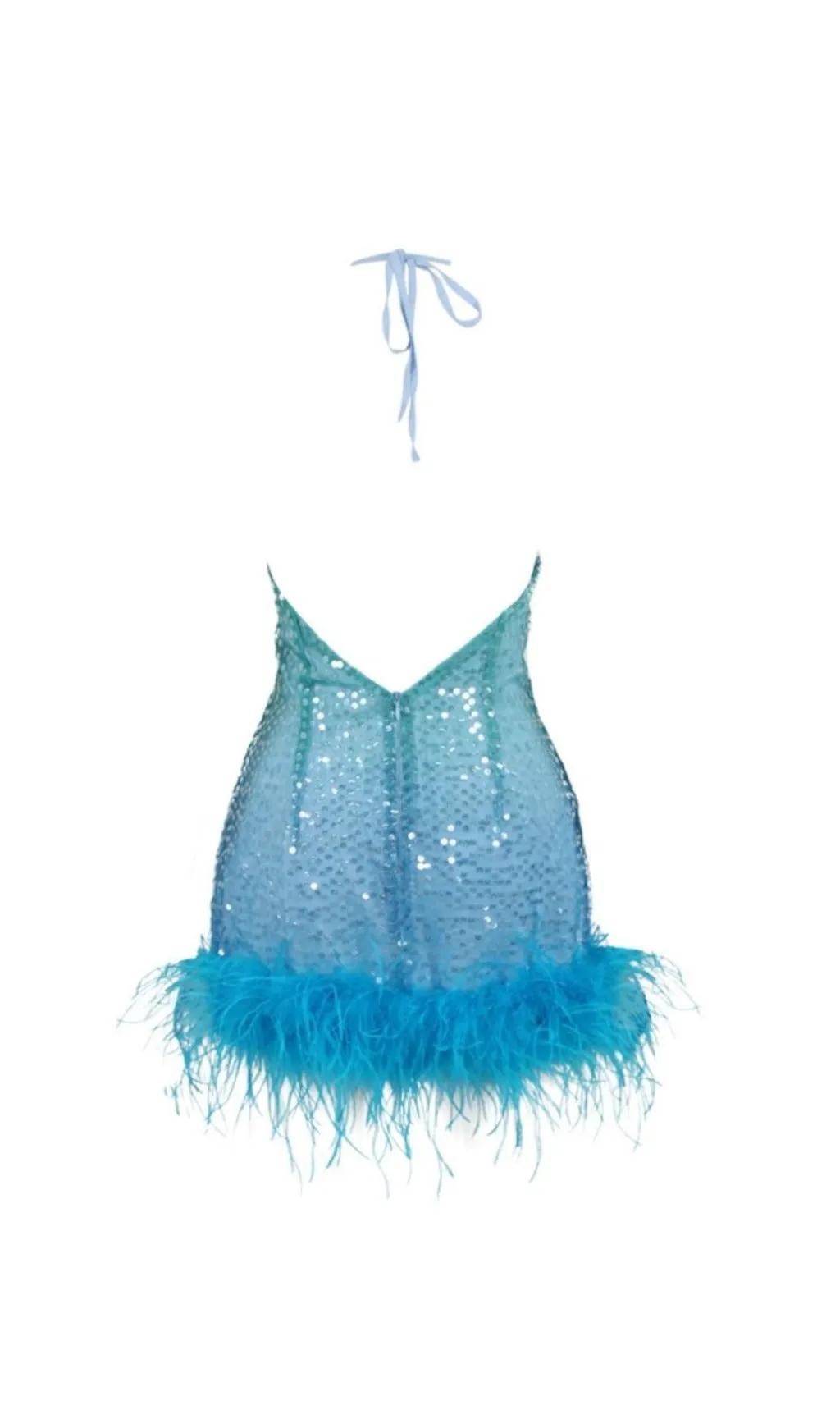 TURQUOISE JEWEL SEQUIN FEATHER MINI DRESS Gloria Lanvin