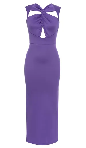 TWIST FRONT CUT OUT MAXI DRESS IN PURPLE Gloria Lanvin