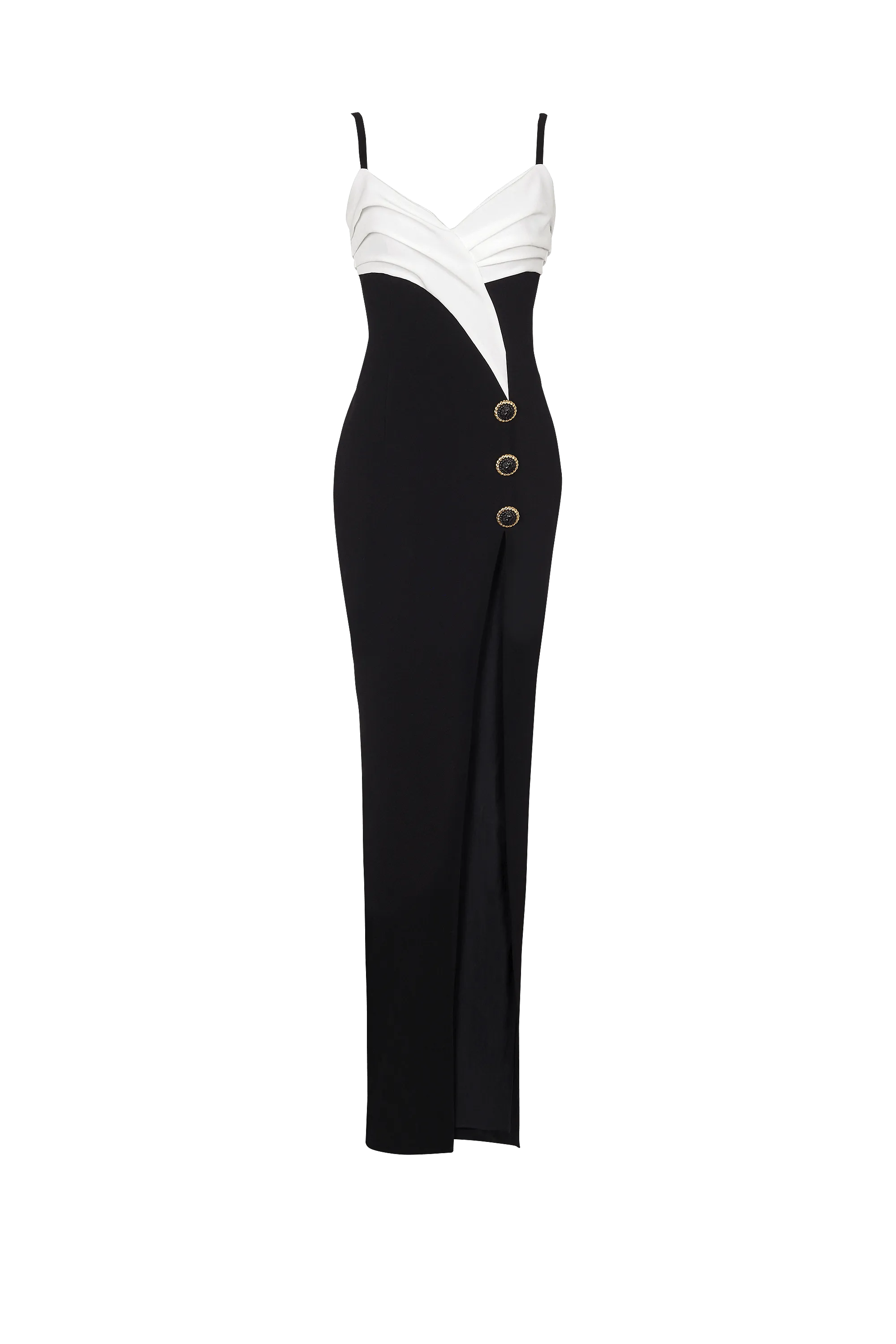 Two-tone crepe maxi dress with leg slit Gloria Lanvin