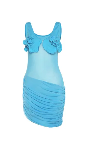 U NECK FLOWER MESH DRESS Gloria Lanvin