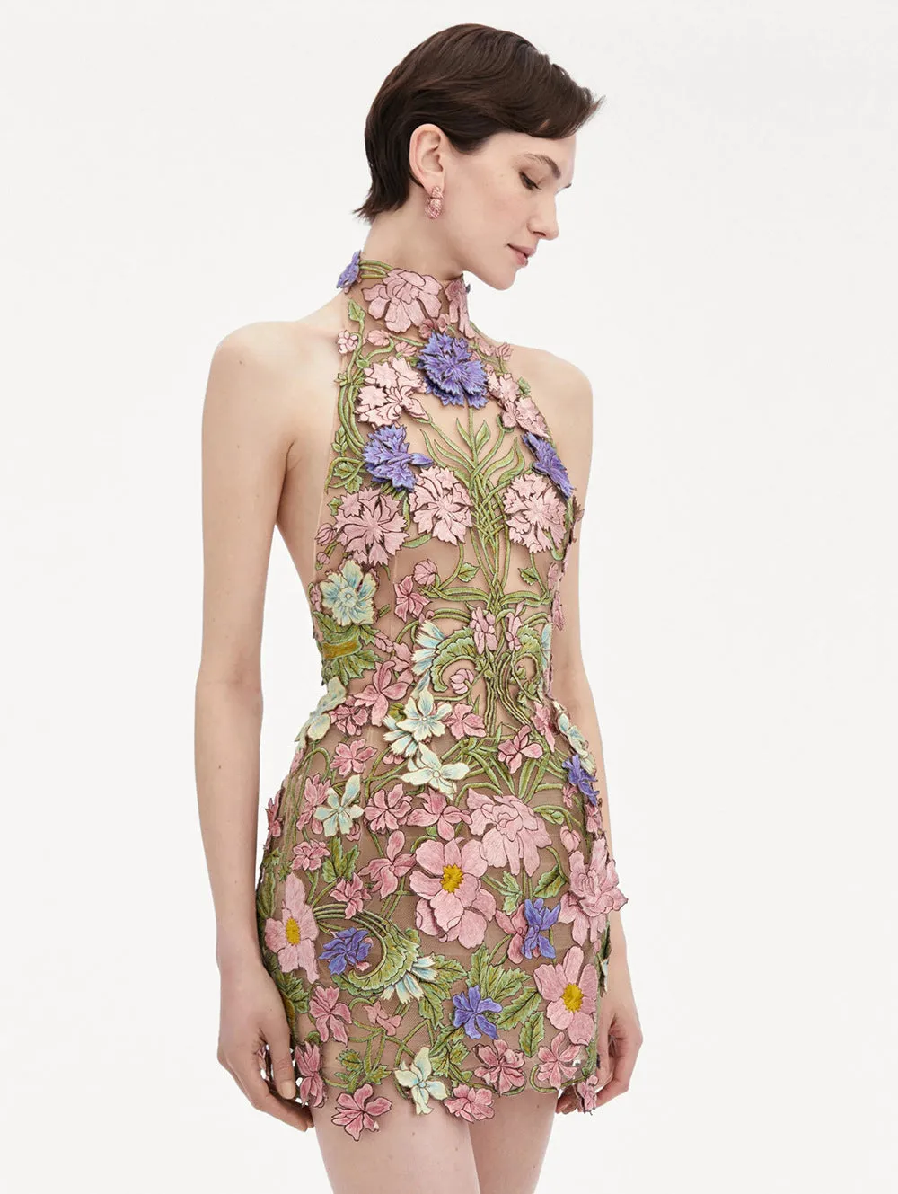 ursula floral print Halter Neck Mini Dress Gloria Lanvin