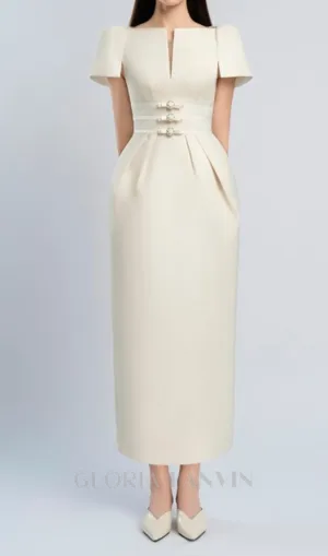 v-cut neckline maxi dress in beige Gloria Lanvin