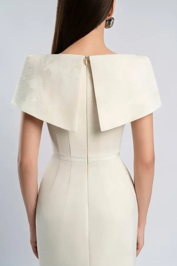 v-cut neckline maxi dress in beige Gloria Lanvin