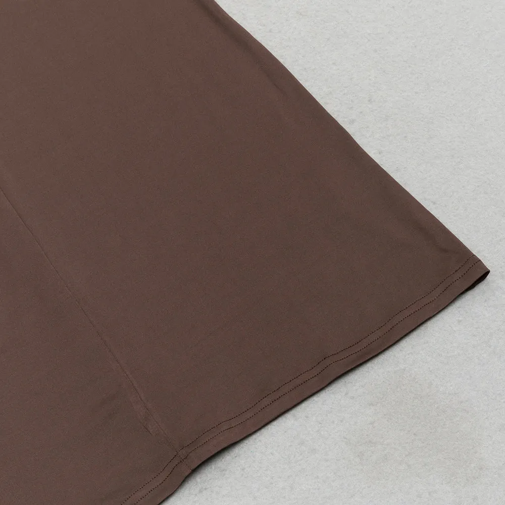 V-NECK BROWN MAXI BODYCON DRESS Gloria Lanvin