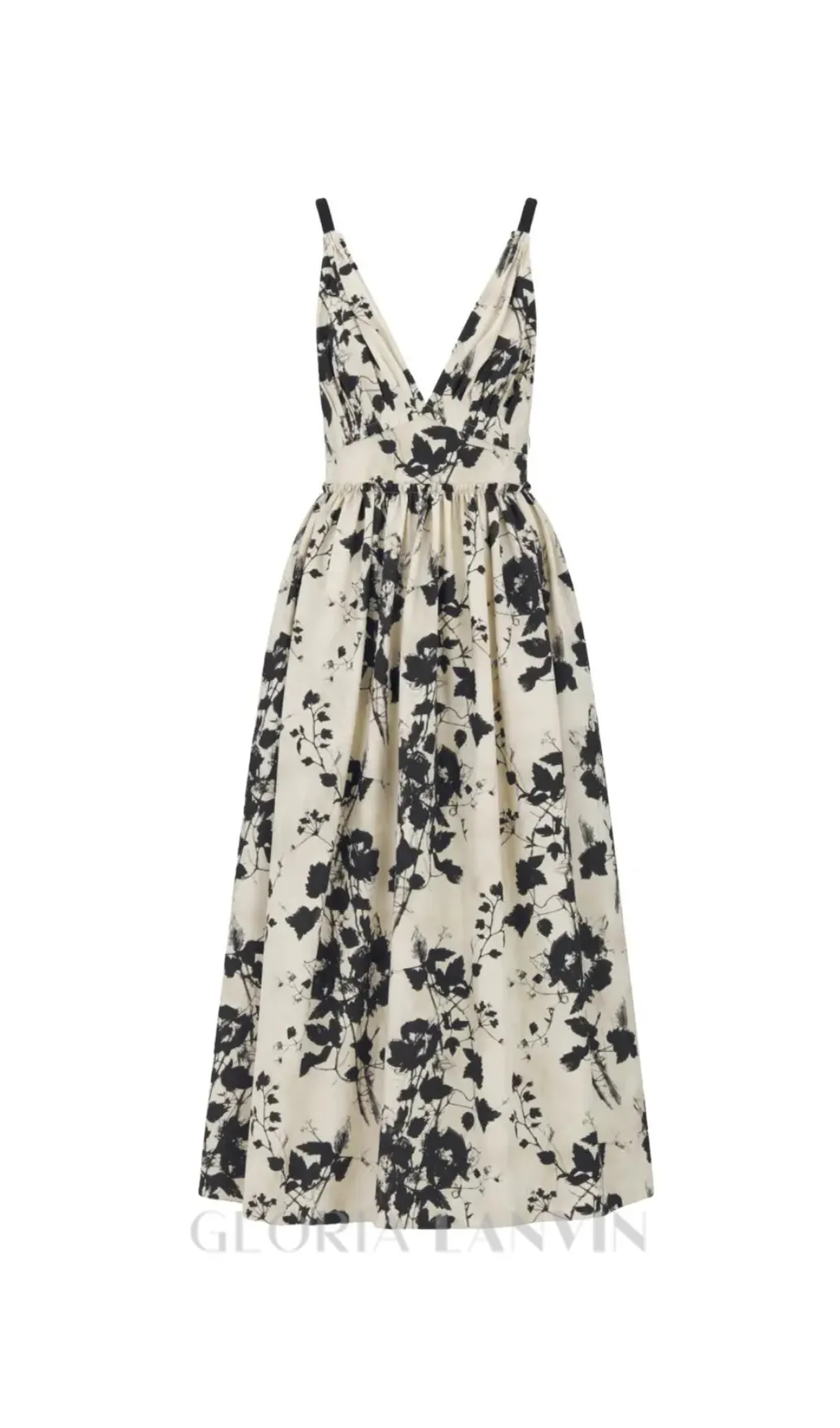 V NECK FLORAL PRINTED MINI DRESS IN WHITE Gloria Lanvin