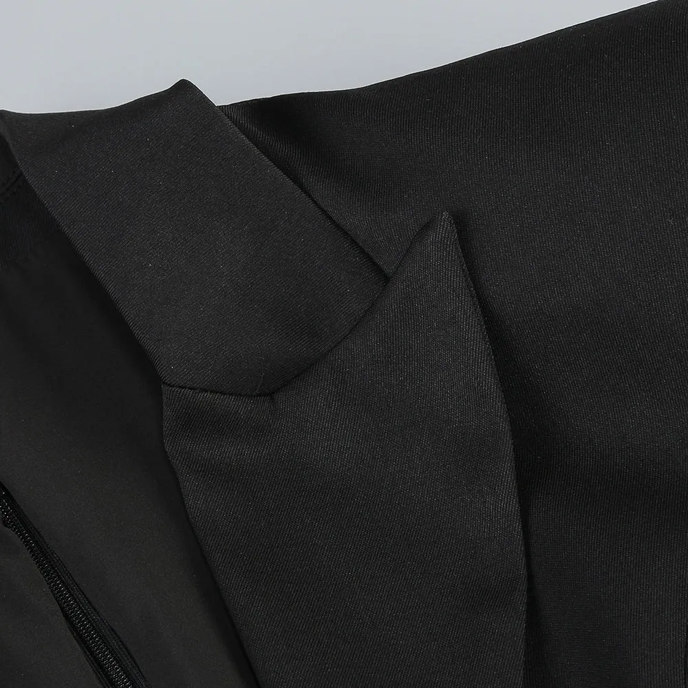 v-neck lace-embellished jumpsuit blazer in black Gloria Lanvin