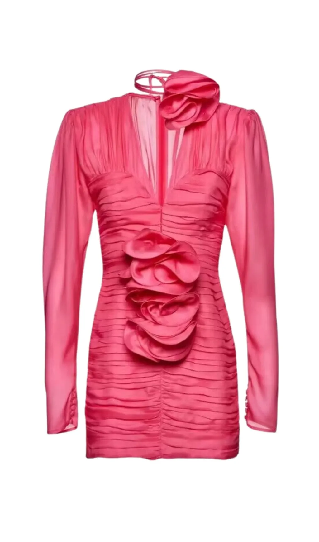 V NECK PINK RUCHED MINI DRESS Gloria Lanvin