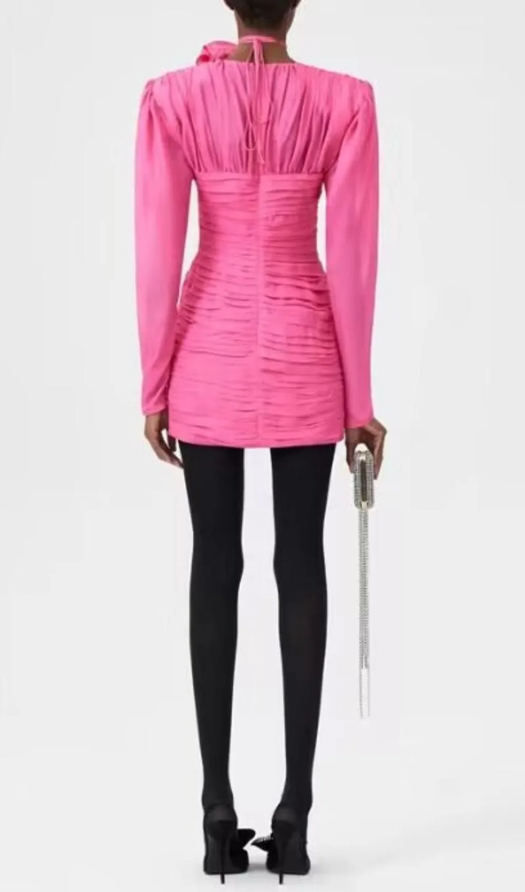 V NECK PINK RUCHED MINI DRESS Gloria Lanvin