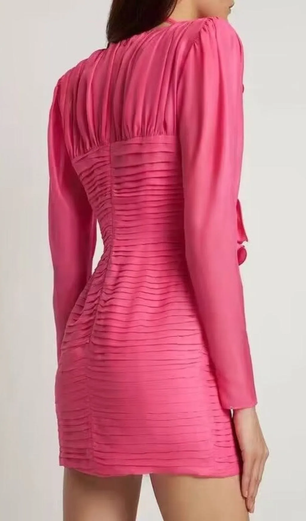 V NECK PINK RUCHED MINI DRESS Gloria Lanvin