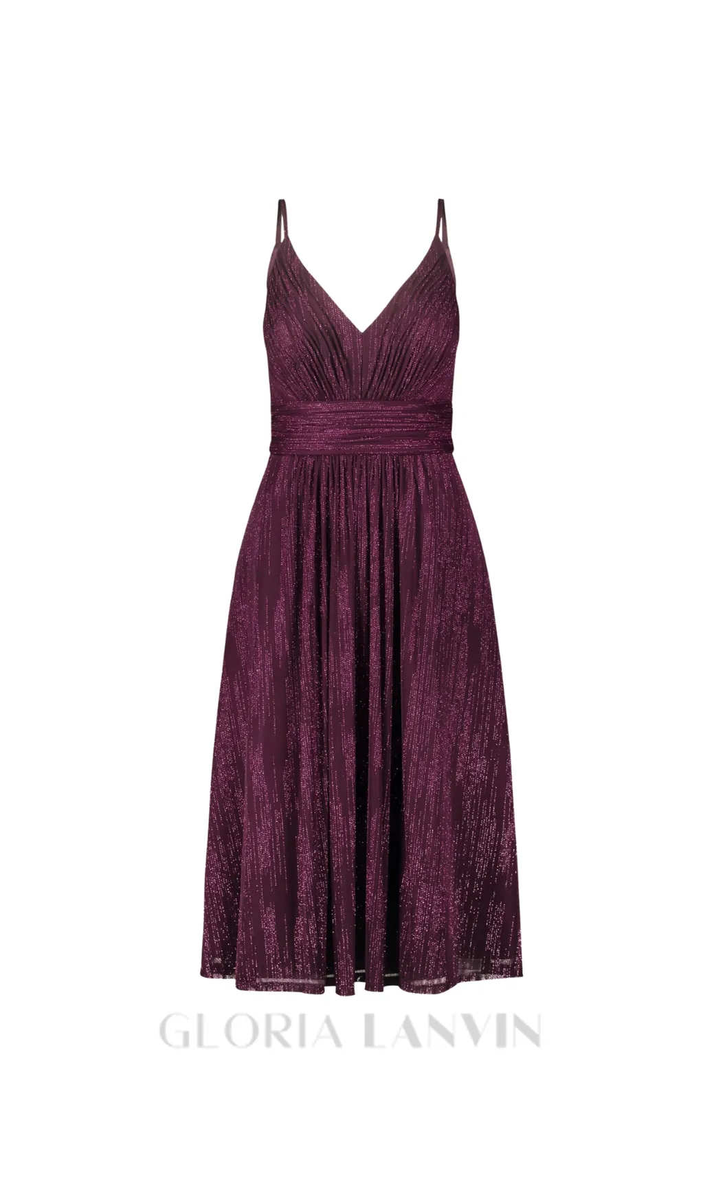 v-neckline cocktail midi dress in bordeaux Gloria Lanvin