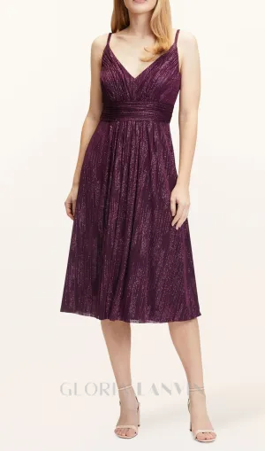 v-neckline cocktail midi dress in bordeaux Gloria Lanvin