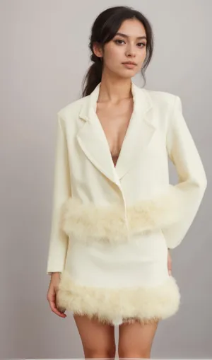 Valrie feather-hem blazer & skirt matching set Gloria Lanvin