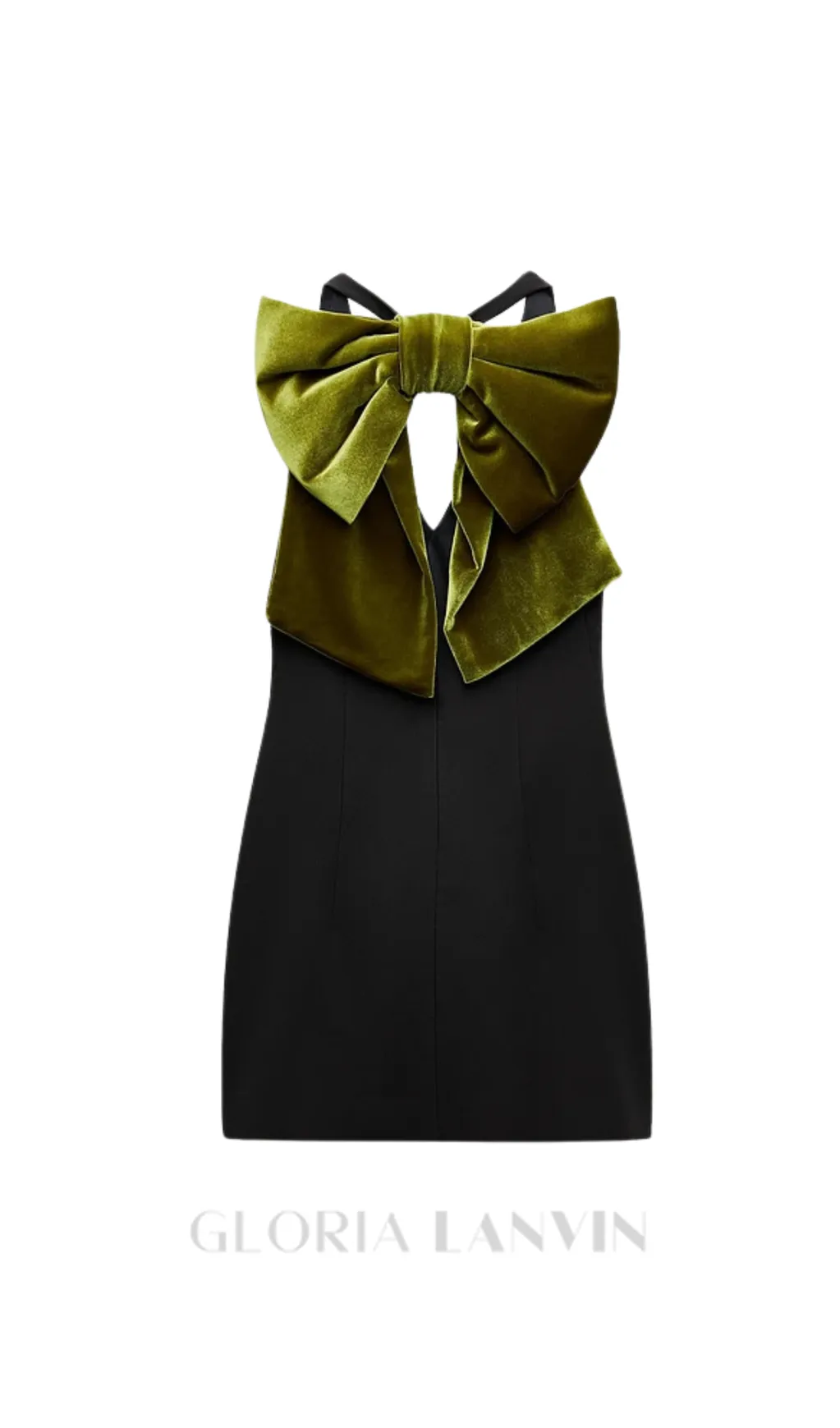 velvet bow mini dress in black Gloria Lanvin