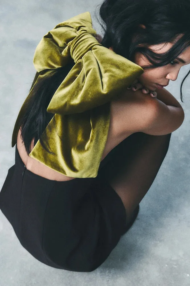 velvet bow mini dress in black Gloria Lanvin