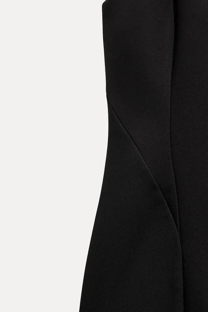 velvet bow mini dress in black Gloria Lanvin