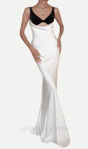 velvet bustier maxi dress in black white Gloria Lanvin