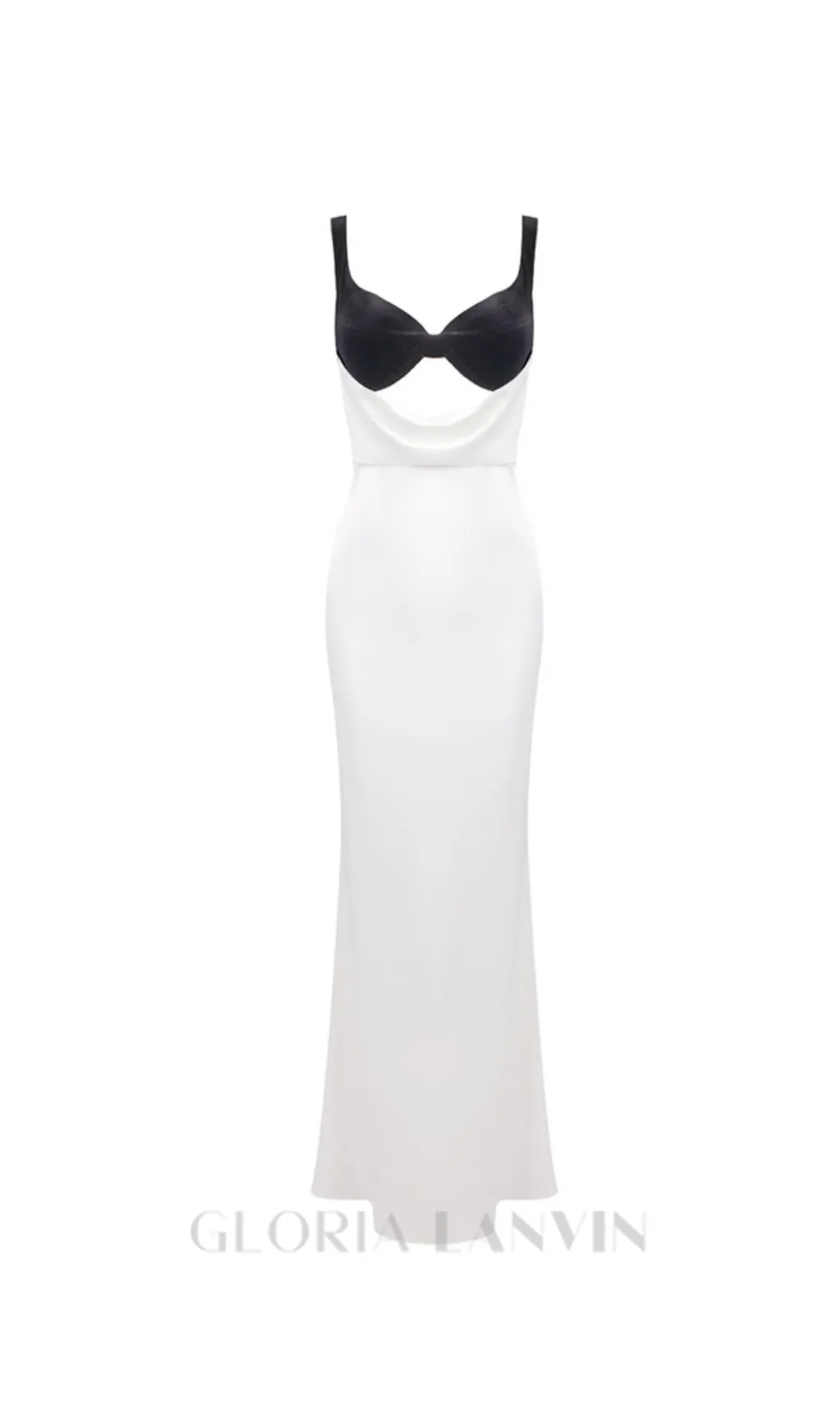 velvet bustier maxi dress in black white Gloria Lanvin