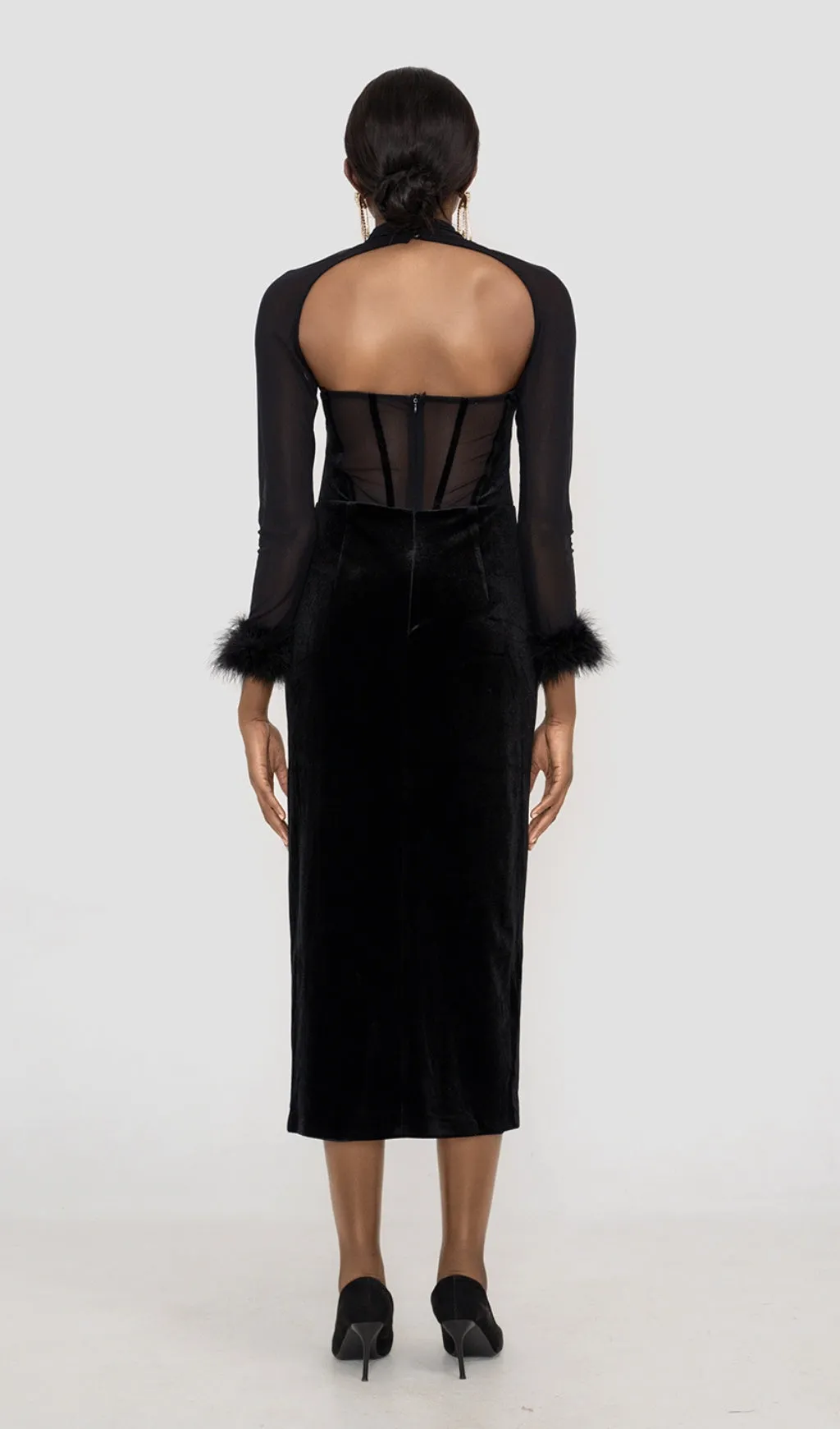 VELVET CORSET MAXI DRESS IN BLACK Gloria Lanvin