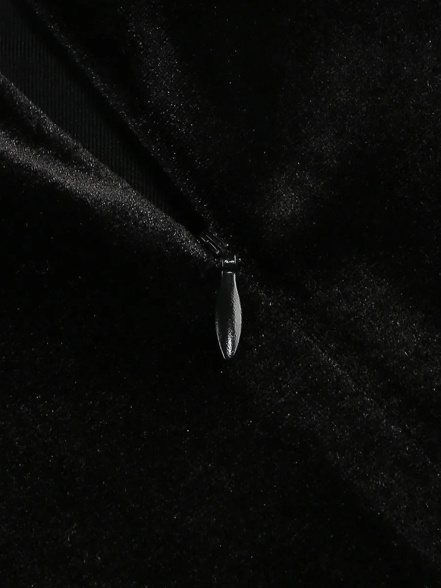 velvet crystal embellished maxi dress in black Gloria Lanvin