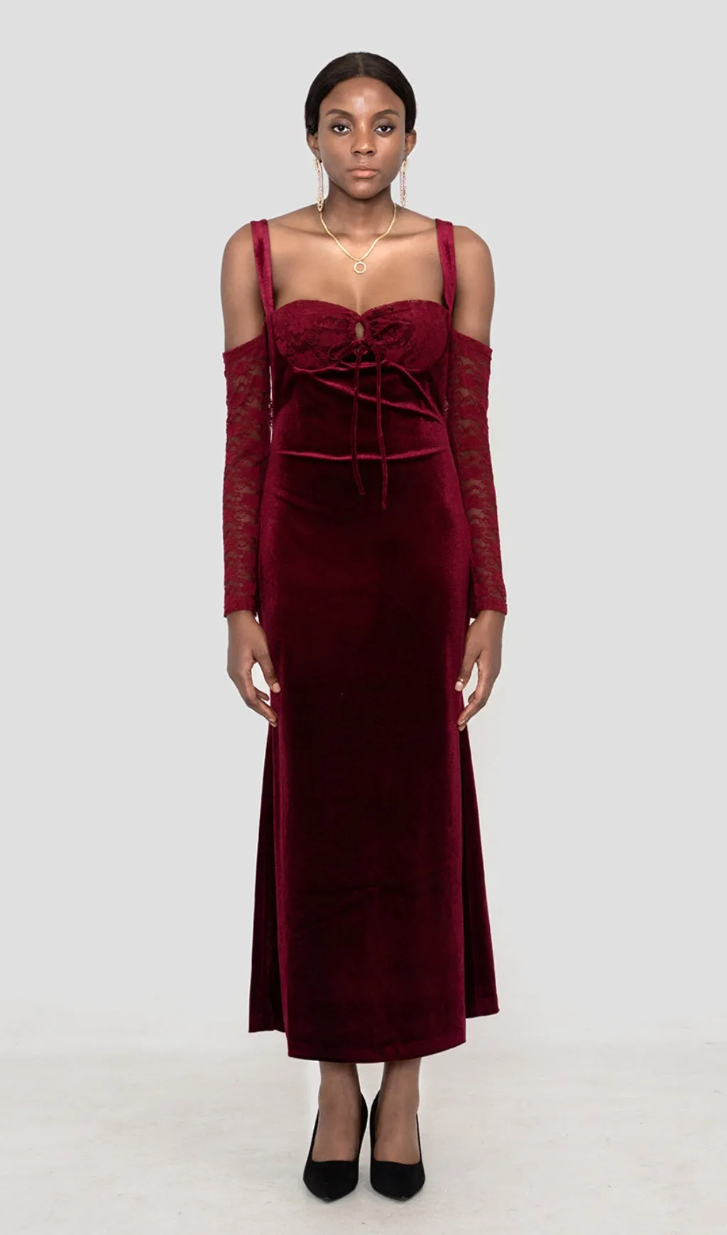 VELVET MAXI DRESS IN WINE Gloria Lanvin