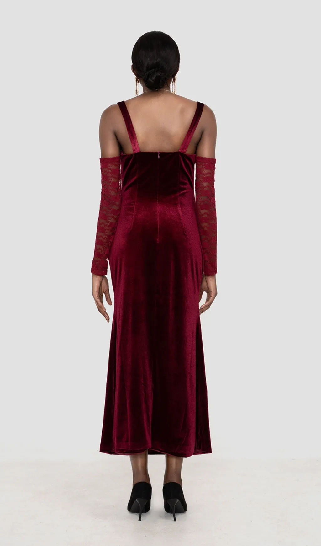 VELVET MAXI DRESS IN WINE Gloria Lanvin
