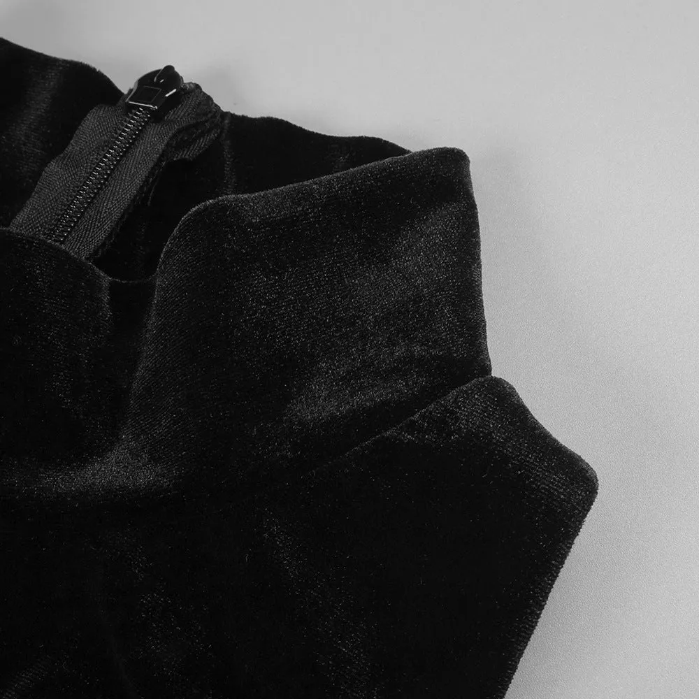 velvet mesh patchwork maxi dress in black Gloria Lanvin