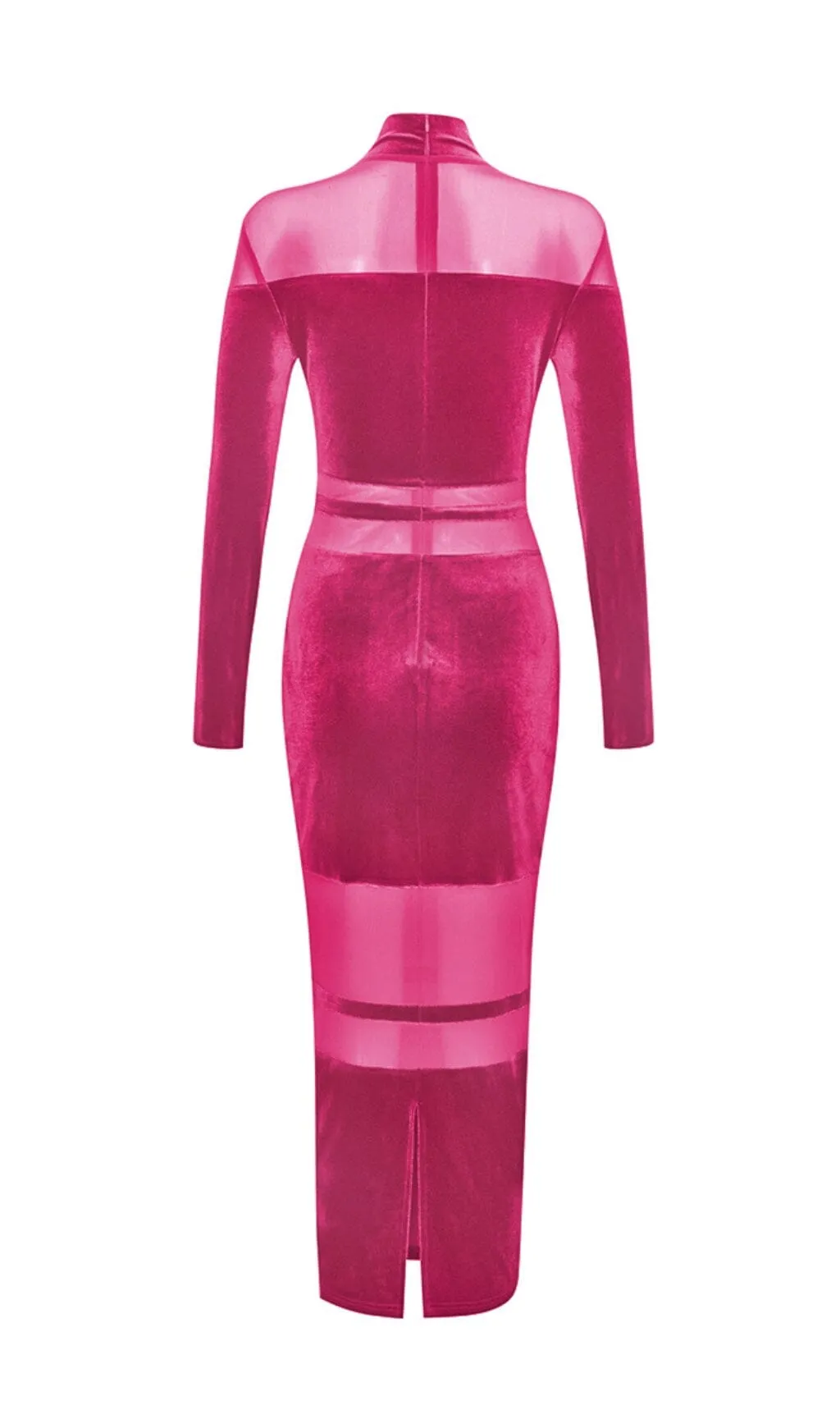 VELVET PERSPECTIVE TULLE STITCHING BAG HIP DRESS IN ROSE RED Gloria Lanvin