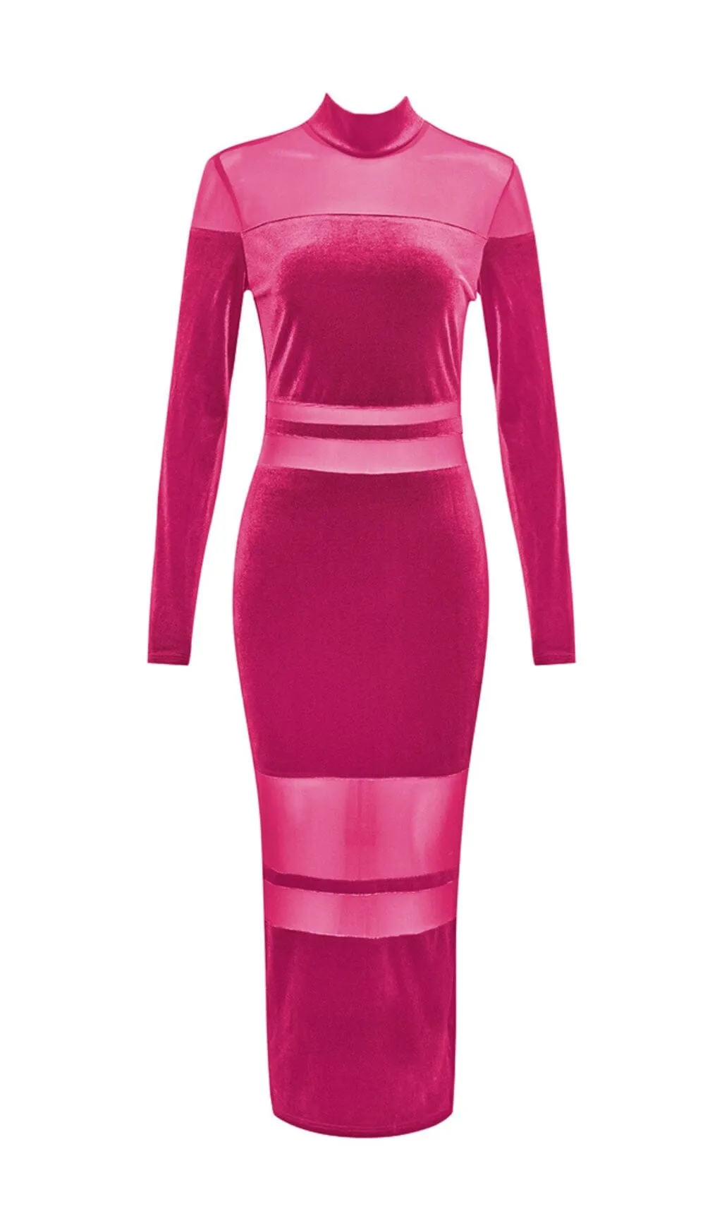 VELVET PERSPECTIVE TULLE STITCHING BAG HIP DRESS IN ROSE RED Gloria Lanvin