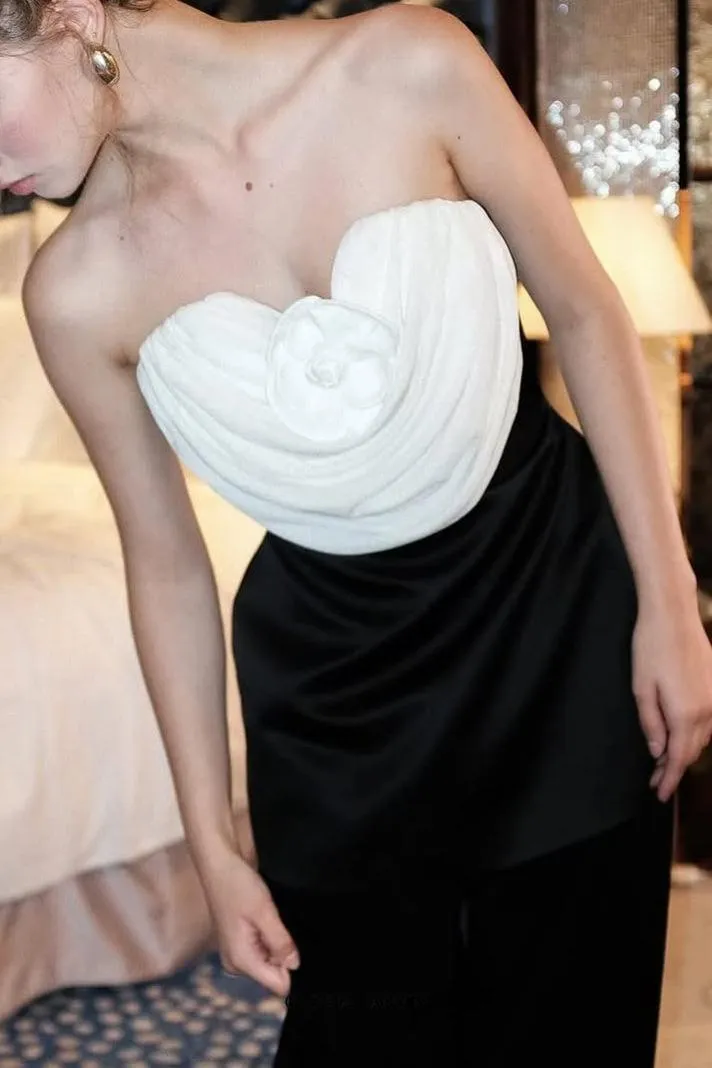 verna flower embellished strapless mini dress in black Gloria Lanvin