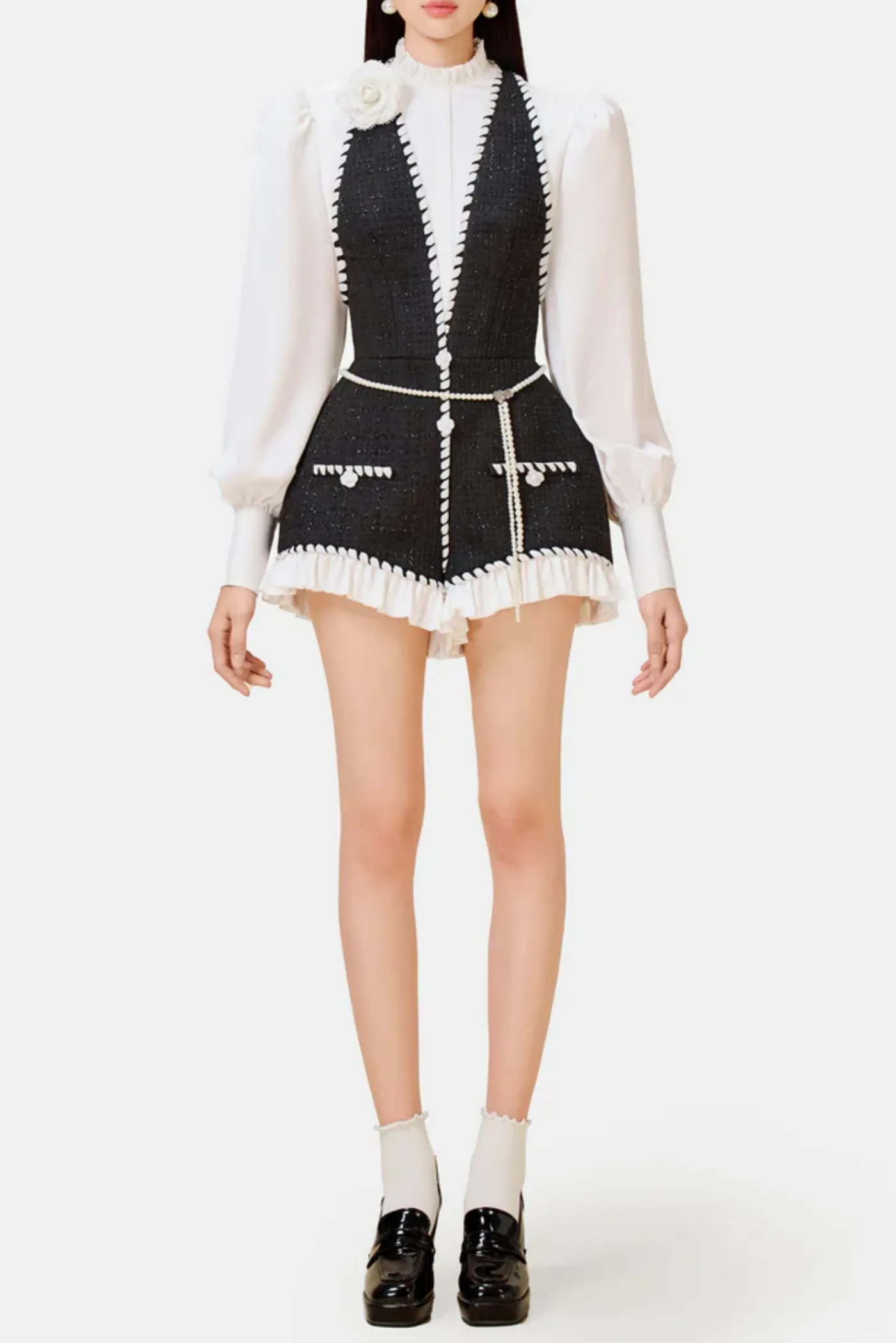 vicky Halter Tweed Shirt Romper Gloria Lanvin