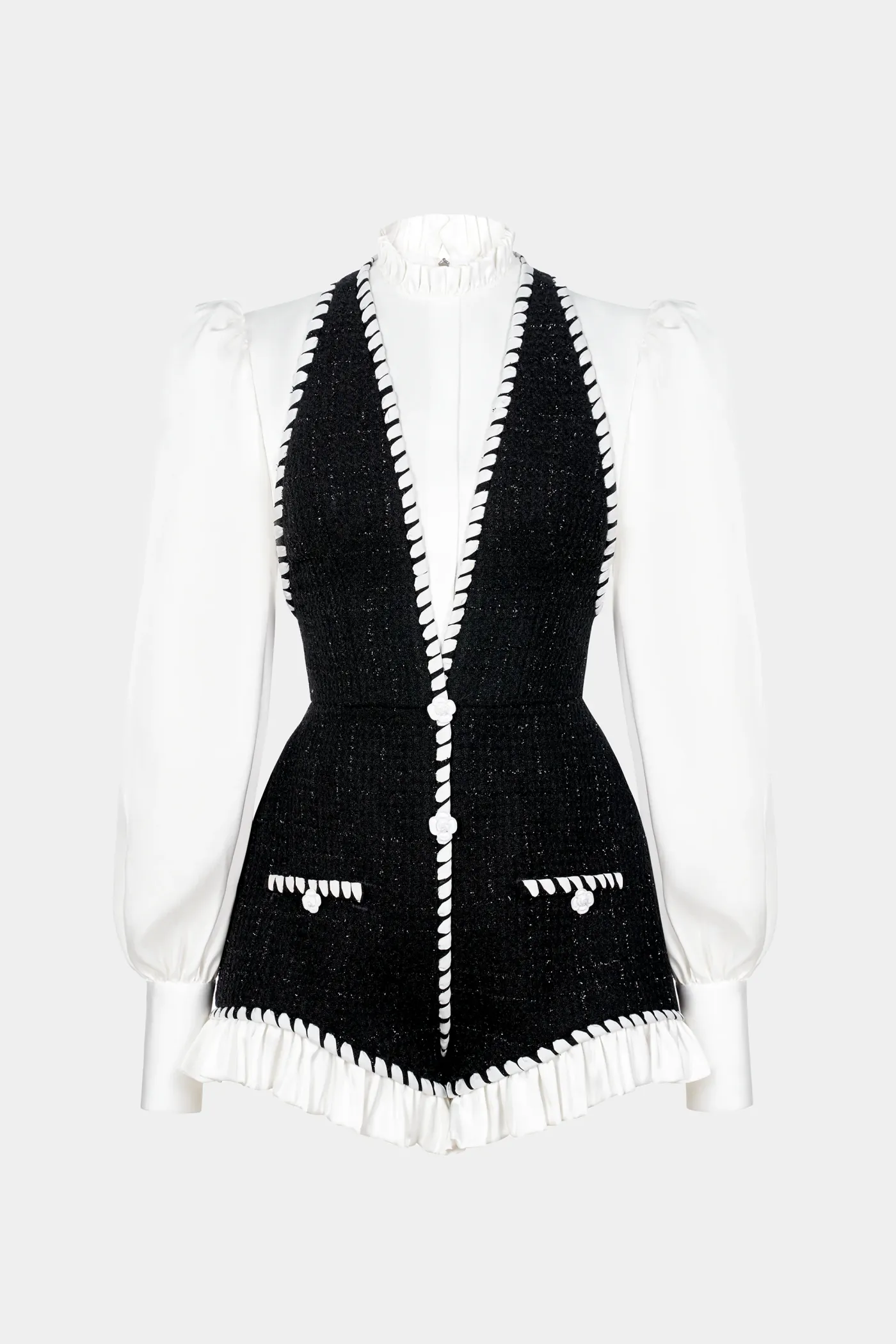 vicky Halter Tweed Shirt Romper Gloria Lanvin