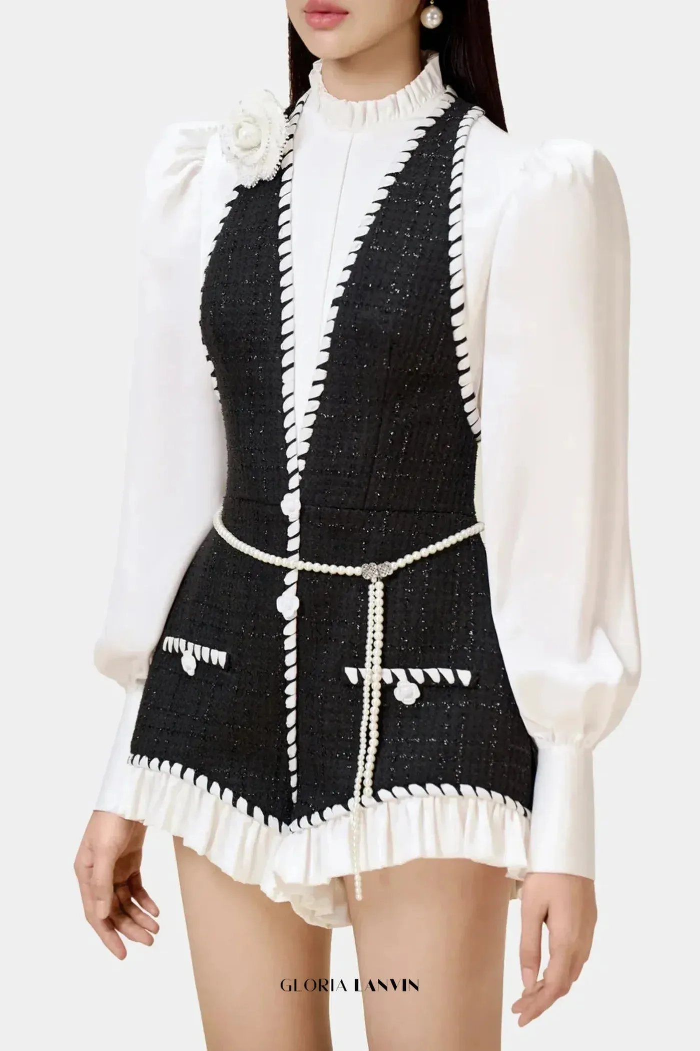 vicky Halter Tweed Shirt Romper Gloria Lanvin