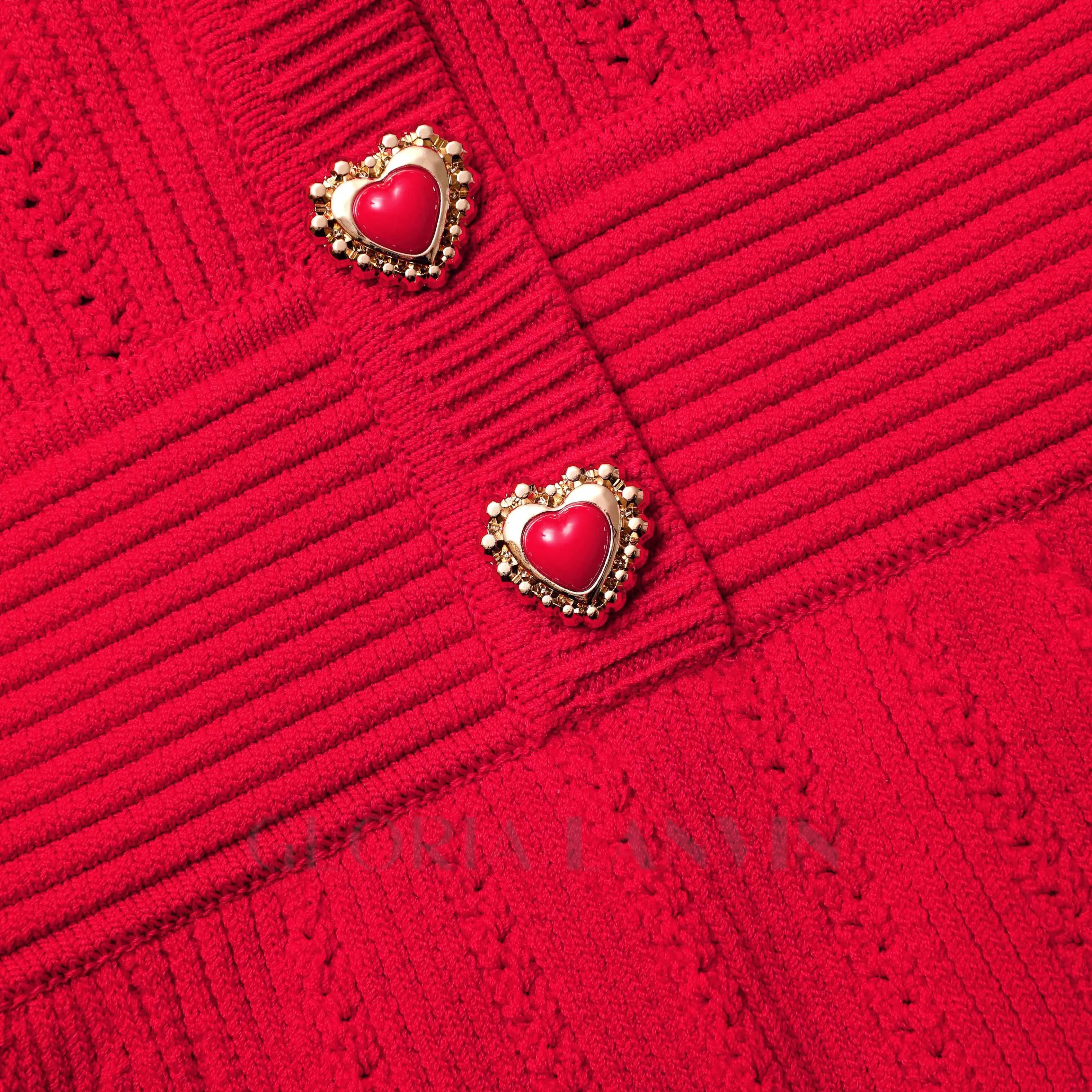 VICTORIA POINTELLE KNIT MINI DRESS IN RED Gloria Lanvin