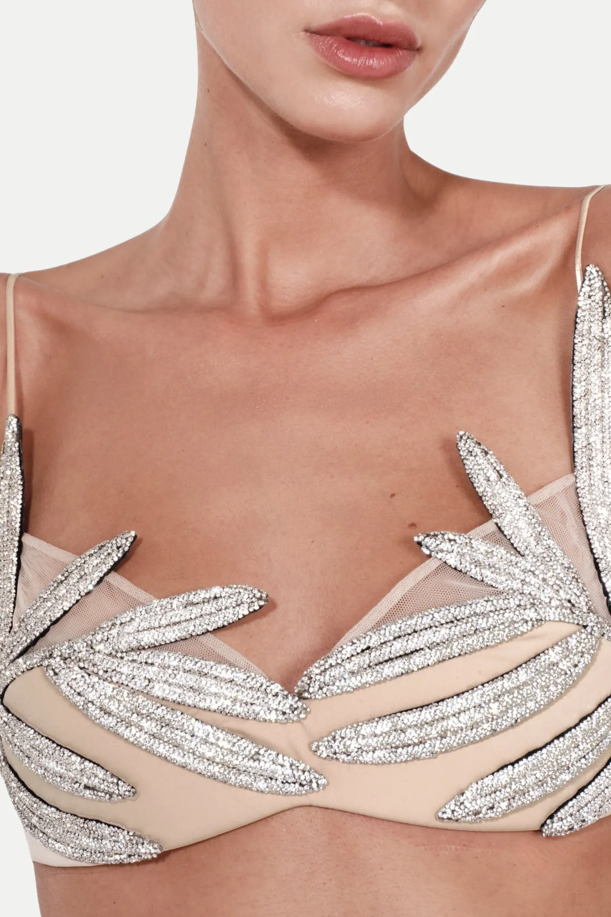 Vieby Leaf Crystal Bralette in Apricot Gloria Lanvin
