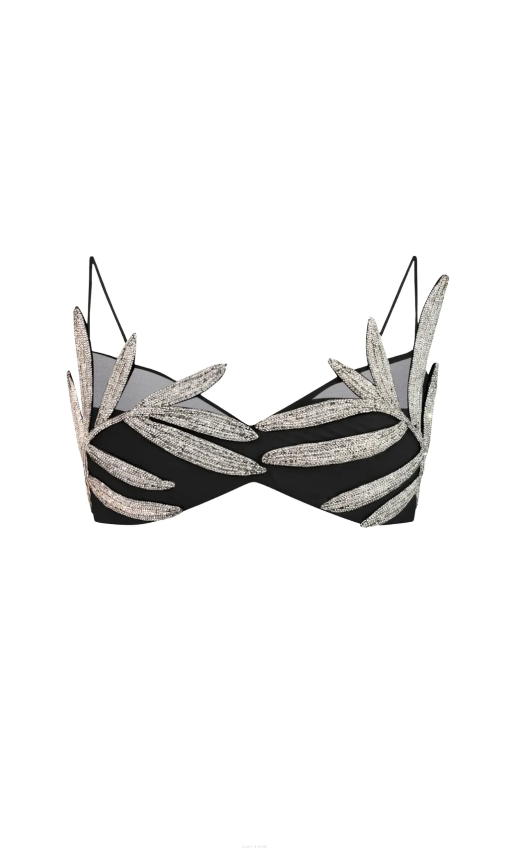 Vieby Leaf Crystal Bralette in Black Gloria Lanvin