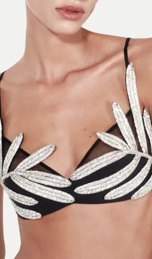 Vieby Leaf Crystal Bralette in Black Gloria Lanvin