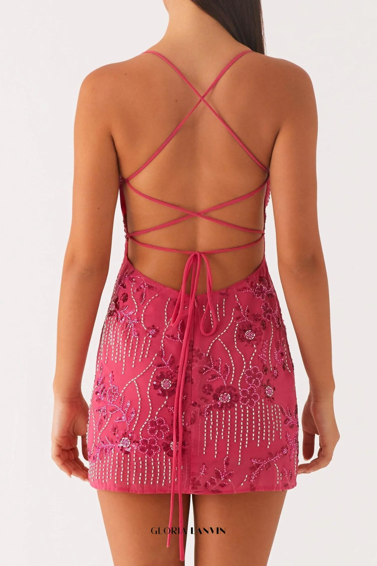 Vietta Sequin Cami Mini Dress in Fuchsia Gloria Lanvin