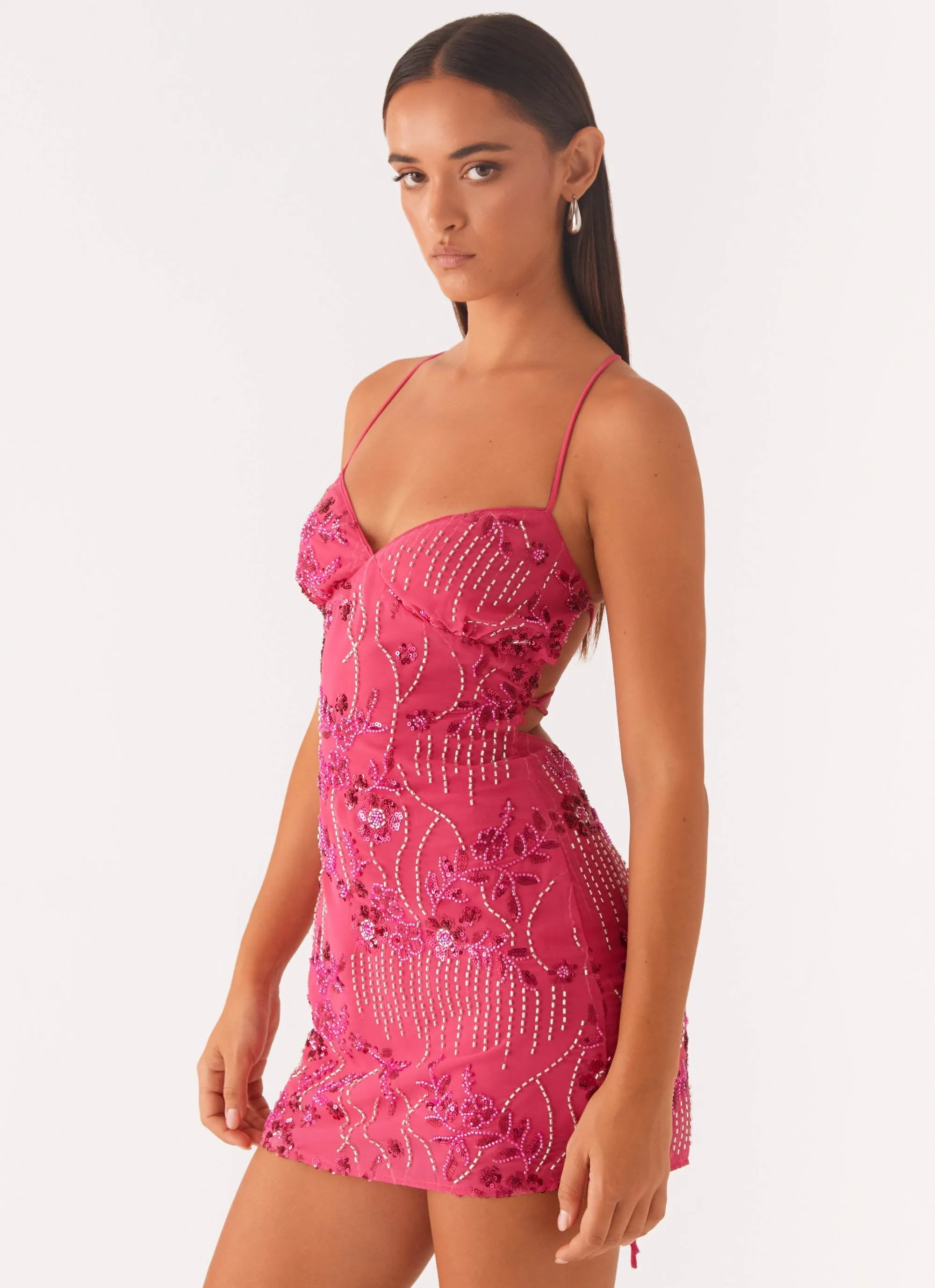 Vietta Sequin Cami Mini Dress in Fuchsia Gloria Lanvin