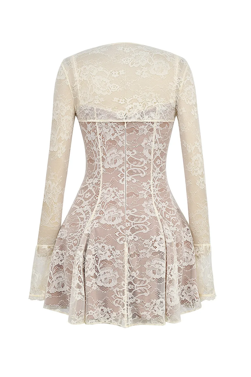 vintage cream lace mini dress Gloria Lanvin