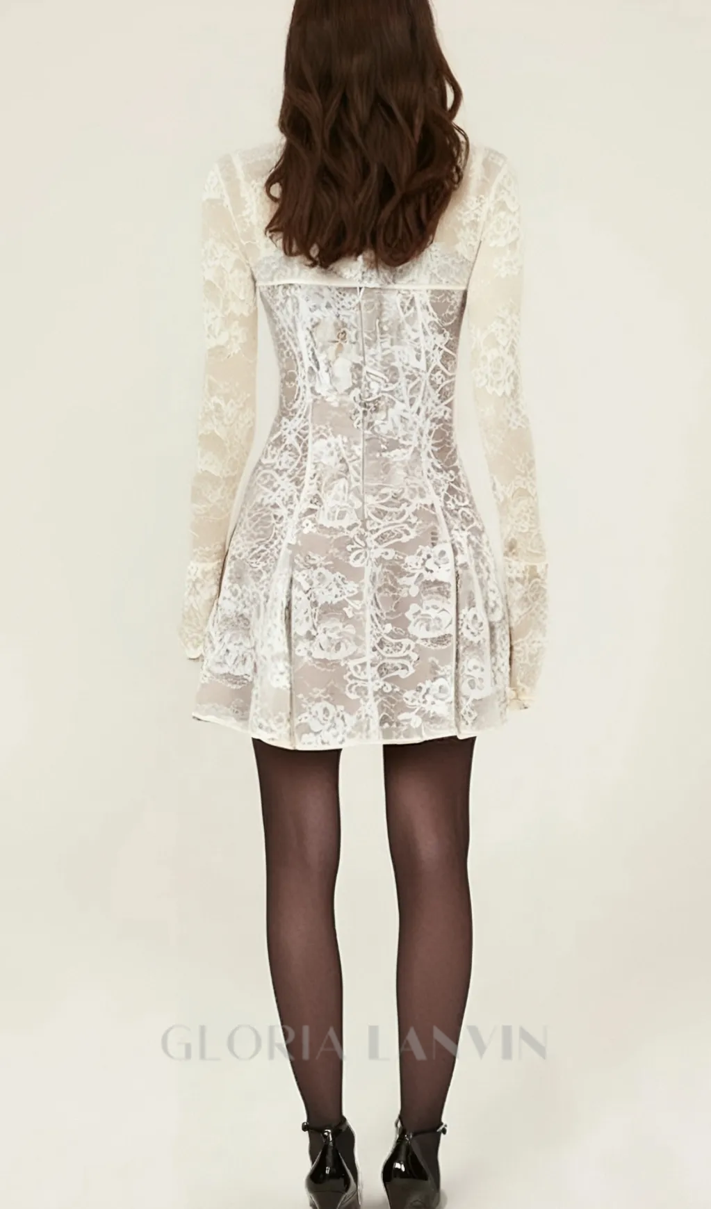 vintage cream lace mini dress Gloria Lanvin