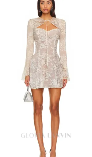 vintage cream lace mini dress Gloria Lanvin