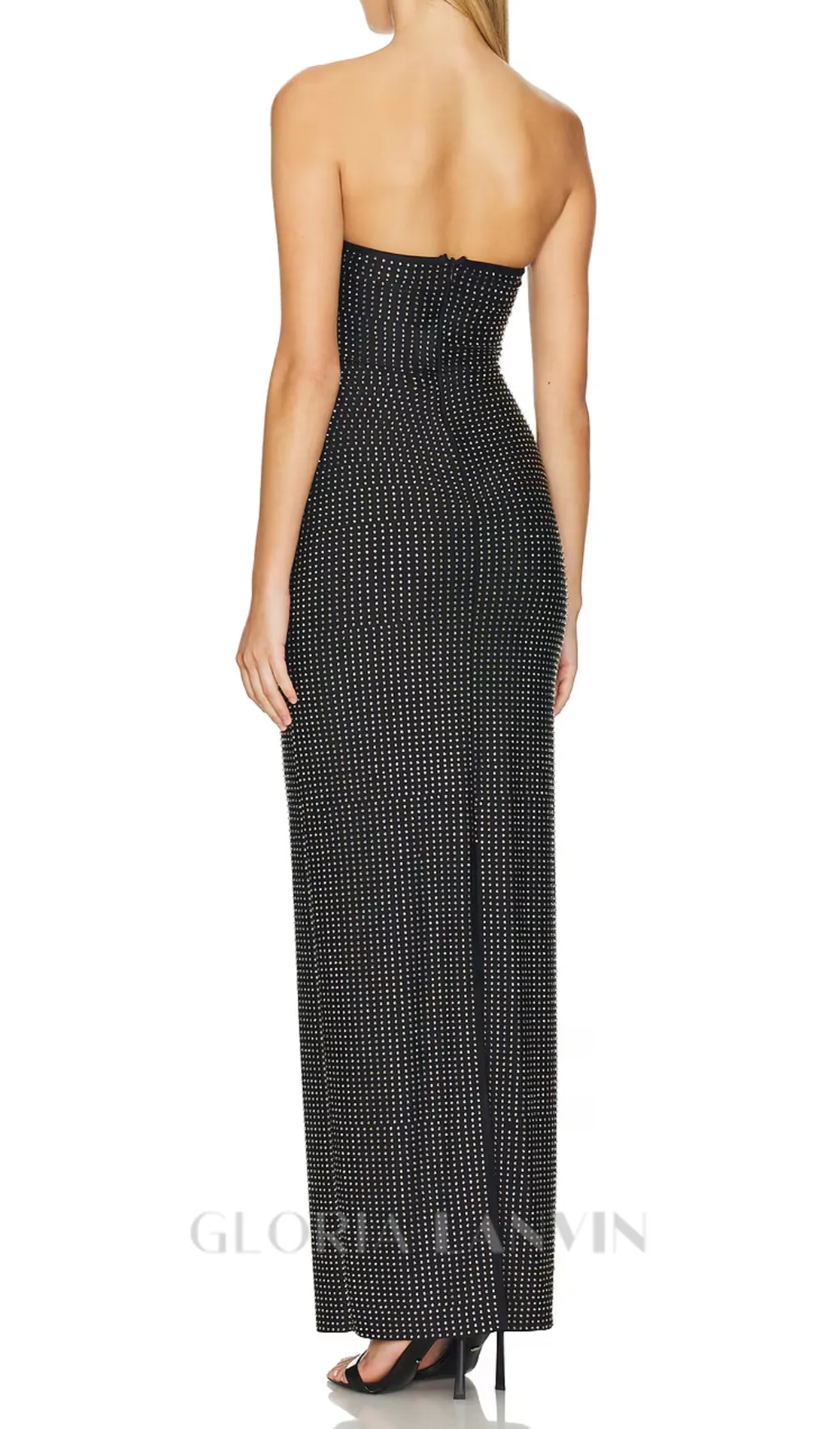 VIRGINIA BLACK JERSEY RHINESTONE MAXI DRESS Gloria Lanvin