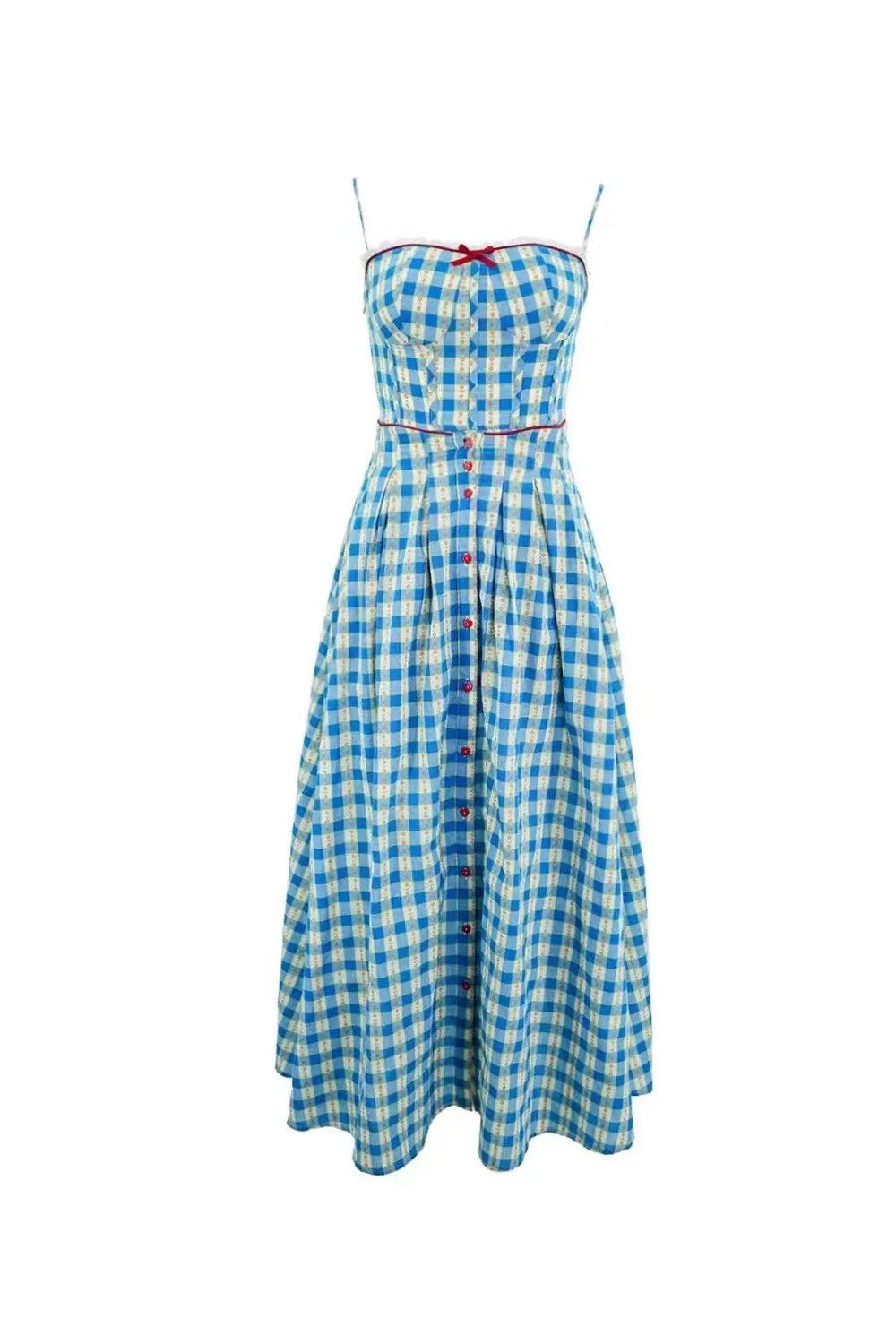 virginia plaid strap maxi dress in blue Gloria Lanvin