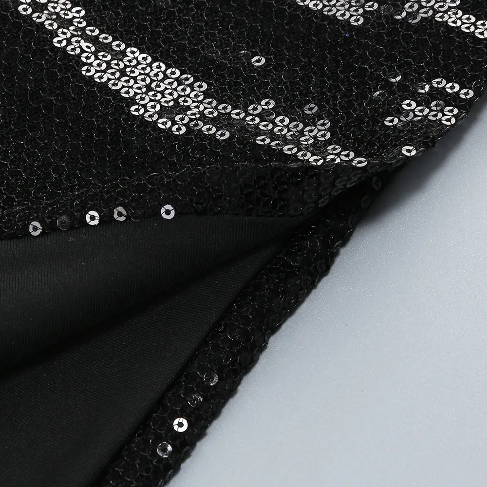 vivien off-shoulder sequin prom maxi dress in black Gloria Lanvin