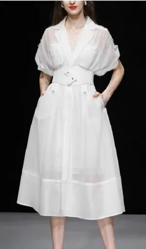 WAISTBAND GAUZE MIDI DRESS Gloria Lanvin