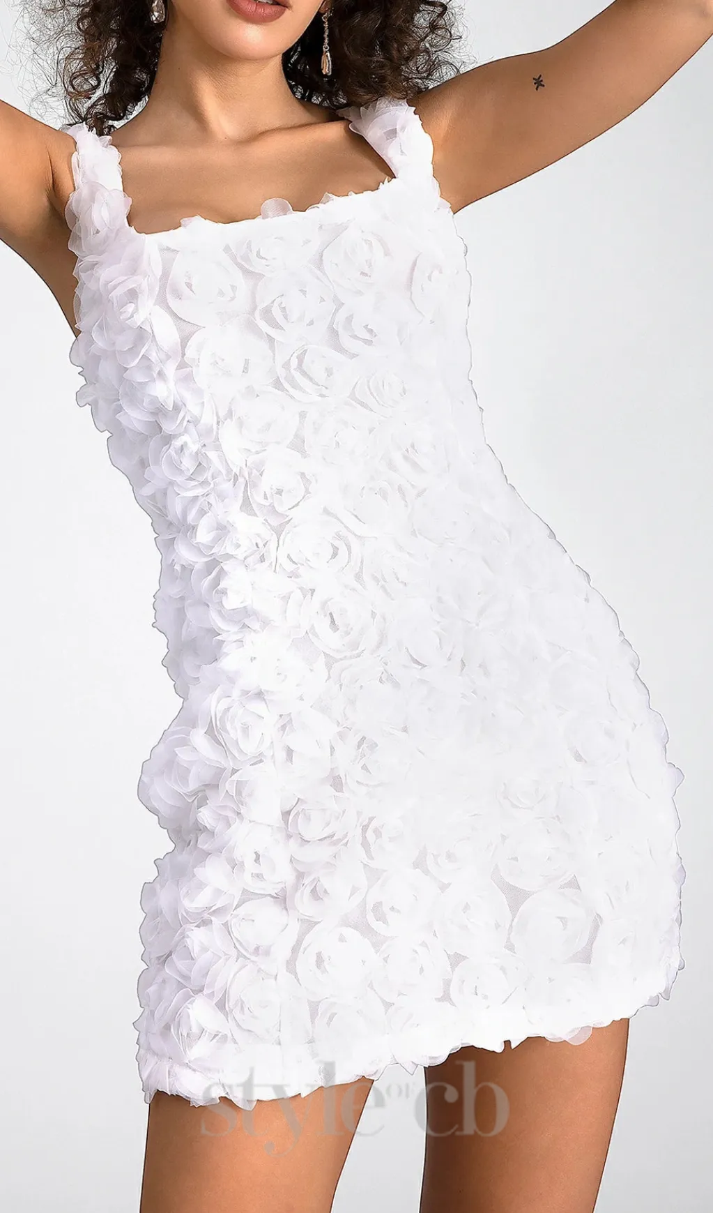 WHITE 3D FLORAL MINI DRESS Gloria Lanvin