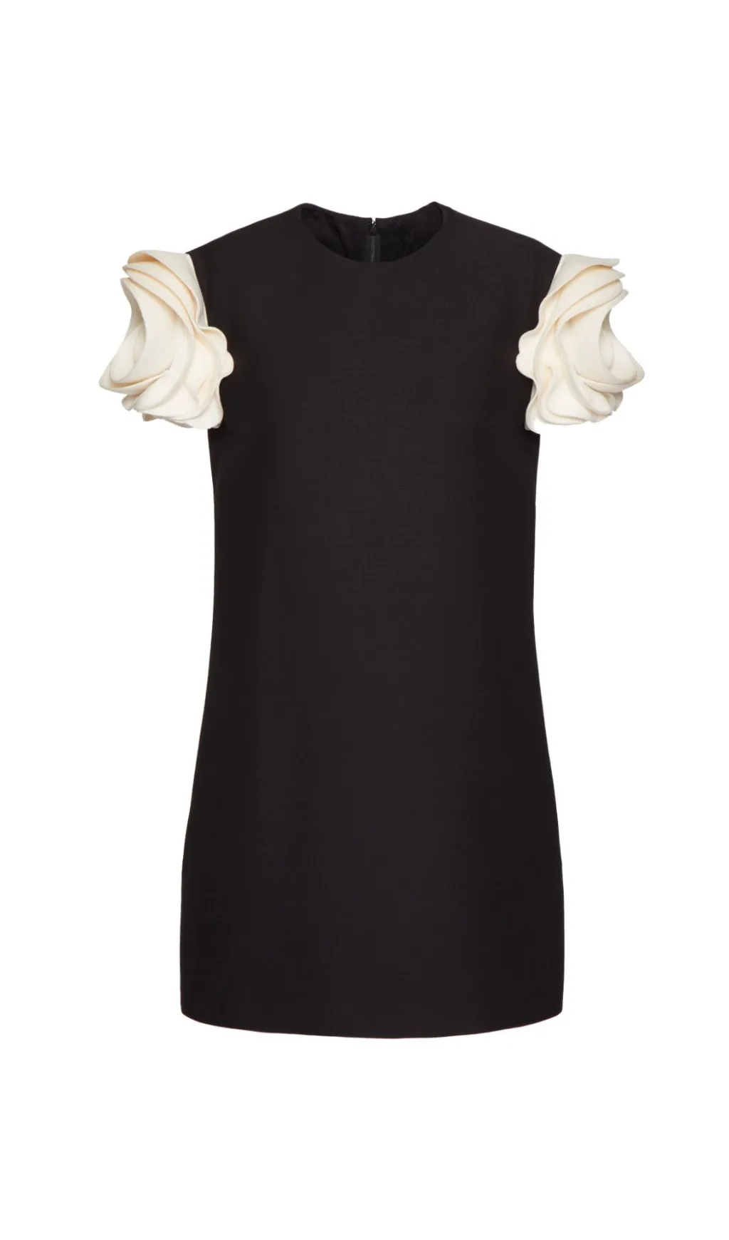 WHITE 3D FLORAL SHORT SLEEVE CREPE MINI DRESS Gloria Lanvin